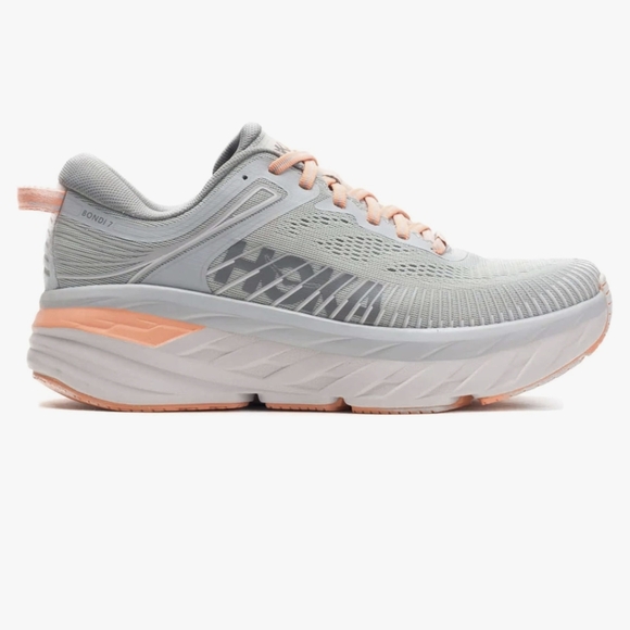 Hoka One One Shoes - HOKA ONE ONE Womens Bondi 7 Mesh Harbor Mist Sharkskin Trainers 9.5